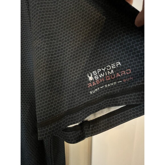 Spyder Rash Guard Shirt Men Sz Med Black Surf Sand Sun Long Sleeve UPF 30 S/S - Picture 4 of 7